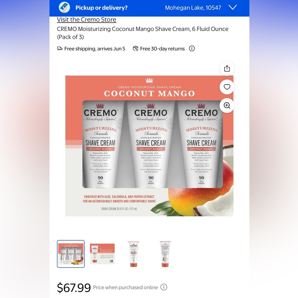 Cremo 3 Pack Coconut Mango Shave Cream fathers men’s - Picture 9 of 9